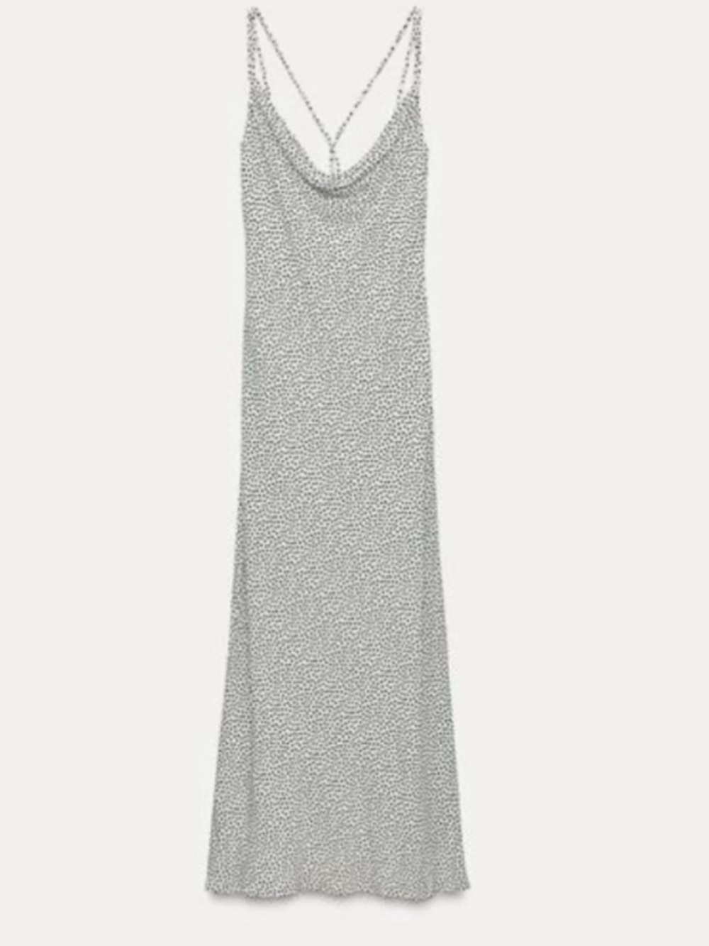 NEW Zara Polka Dot Maxi Midi Slip Dress Strappy Back Drape Neck Size S